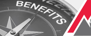 Compass pointing towards the word "Benefits"