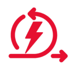 Red lightning bolt in a circular arrow.