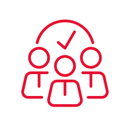 Three people with a checkmark above them.